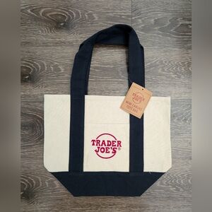 Trader Joe's Mini Canvas Tote Navy Blue NEW!